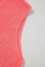 Neon pink sleeveless neck sweater vest with tie v neck and slightly stretchy material