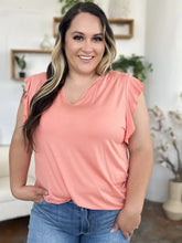 Coral Ruffled Short Sleeve Top in Bamboo Stretch Fabric Woman T Shirts