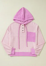 Corded Color Block Drawstring Hoodie Woman Sweatshirts