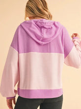 Corded Color Block Drawstring Hoodie Woman Sweatshirts