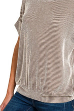 Corded Rib Short Sleeve Striped Blouse for Women