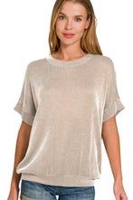 Corded Rib Short Sleeve Striped Shirt for Women MOCHA Woman T Shirts