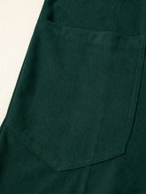 Dark green corduroy pocket on Corduroy V Neck Jumpsuit, machine wash cold