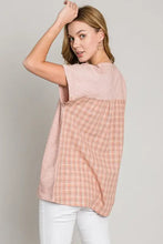 Cotton Bleu Plaid Short Sleeve T-Shirt in pink plaid