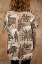Cowboy Patterned Womens T Shirt in Stretch Polyester Blend