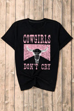 Black graphic cowgirls dont cry t-shirt with cow skull design