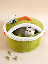 Cozy lime-green pet nest with thermal insulation for pets natural comfort