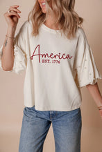 Cream America EST 1776 Shirt with Pearl Embellishments for Women