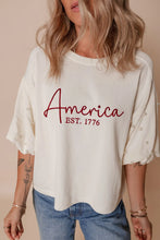 Cream America EST 1776 Shirt with Pearl Embellishments for Women
