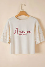Cream America EST 1776 Shirt with Pearl Embellishments for Women Woman T Shirts