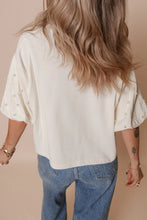 Cream America EST 1776 Shirt with Pearl Embellishments for Women