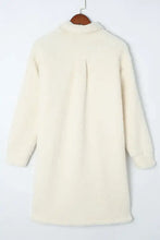 Cream and beige faux fur teddy coat with high collar and pockets