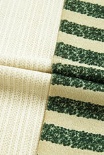 Cream and Green Striped Long Sleeve Knit Top for Women Woman T Shirts