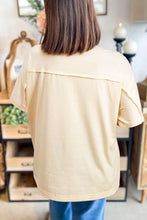 Cream Flower Patched T-Shirt for Women with Appliqué and Exposed Seams