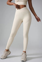 Cream High-Waisted V-Front Full-Length Athletic Leggings Ivory