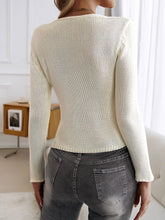 Cream Knit Cardigan with Keyhole Detail