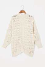 Cream Open-Knit Cardigan with Long Sleeve and Slightly Stretchy Material