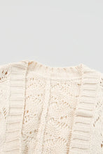 Cream Open-Knit Cardigan with Long Sleeve and Slightly Stretchy Material