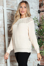 Cream Knit Sweater for Women Long Sleeve Pullover Acrylic