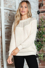 Cream Knit Sweater for Women Long Sleeve Pullover Acrylic