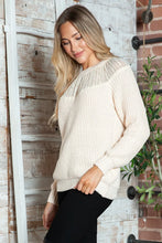 Cream Knit Sweater for Women Long Sleeve Pullover Acrylic