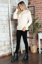 Cream Knit Sweater for Women Long Sleeve Pullover Acrylic Sweater Pullovers