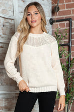 Cream Knit Sweater for Women Long Sleeve Pullover Acrylic