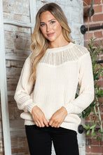 Cream Knit Sweater for Women Long Sleeve Pullover Acrylic Cream