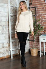 Cream Knit Sweater for Women Long Sleeve Pullover Acrylic Sweater Pullovers