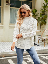 Cream Knit Sweater with Long Sleeve Length for Women