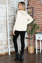 Cream Knit Sweater for Women Long Sleeve Pullover Acrylic Sweater Pullovers