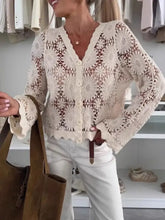 Cream lace cardigan with floral patterns and buttons, machine washable