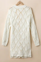 Cream lace long sleeve cardigan with openwork open front design