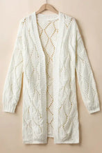 Cream lace long sleeve cardigan with openwork open front design