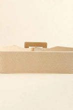 Cream leather belt with gold square buckle and beige woven design