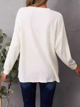 Cream Long Sleeve Waffle Knit Button Up Shirt for Women Woman T Shirts