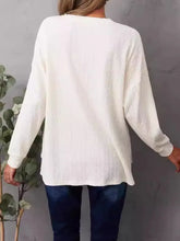 Cream Long Sleeve Waffle Knit Button Up Shirt for Women