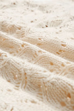 Cream Open-Knit Cardigan with Long Sleeve and Slightly Stretchy Material