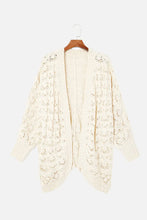 Cream Open-Knit Cardigan with Long Sleeve and Slightly Stretchy Material Cream