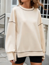 Cream Oversized Sweatshirt with Dark Trim for Women Cream