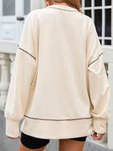 Cream Oversized Sweatshirt with Dark Trim for Women