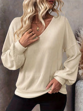 Cream Ribbed V Neck Knit Sweater with Back Bow