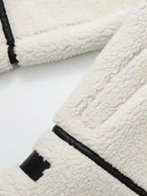 Cream Sherpa Jacket with Black Trim for Women Woman Outerwear