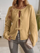 Cream Tie Front Knit Cardigan for Women Woman Outerwear