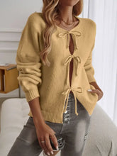 Cream Tie Front Knit Cardigan for Women Woman Outerwear