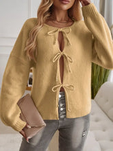 Cream Tie Front Knit Cardigan for Women Woman Outerwear