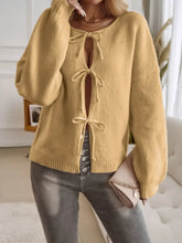 Cream Tie Front Knit Cardigan for Women Woman Outerwear