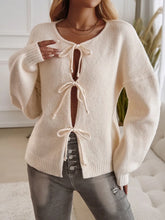 Cream Tie Front Knit Cardigan for Women