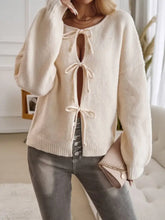 Cream Tie Front Knit Cardigan for Women Woman Outerwear