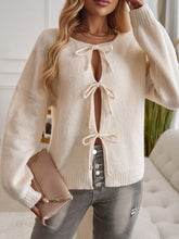 Cream Tie Front Knit Cardigan for Women